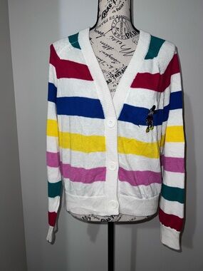 Disney 100 Mickey Mouse Rainbow Striped Cardigan Sweater Small